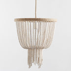 Himinuvyi Chandelier en Bois, Corde et Métal à Perles Moderne - Neutralighting