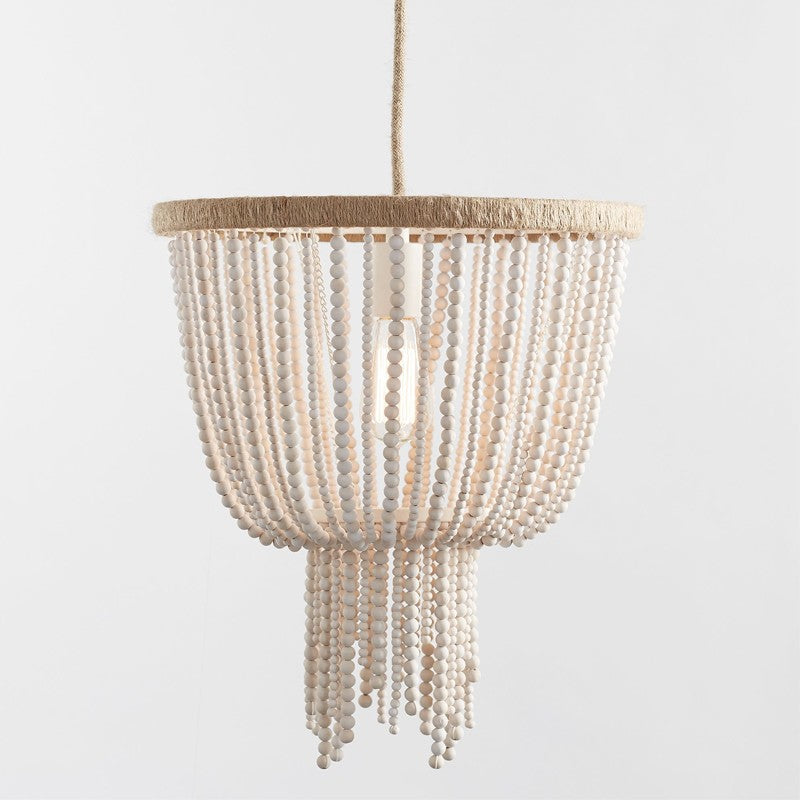 Himinuvyi Chandelier en Bois, Corde et Métal à Perles Moderne - Neutralighting