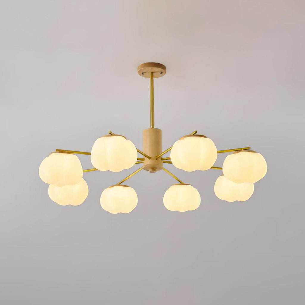 Lustra Chandelier Boules de Coton Bois Doré PE - Neutralighting