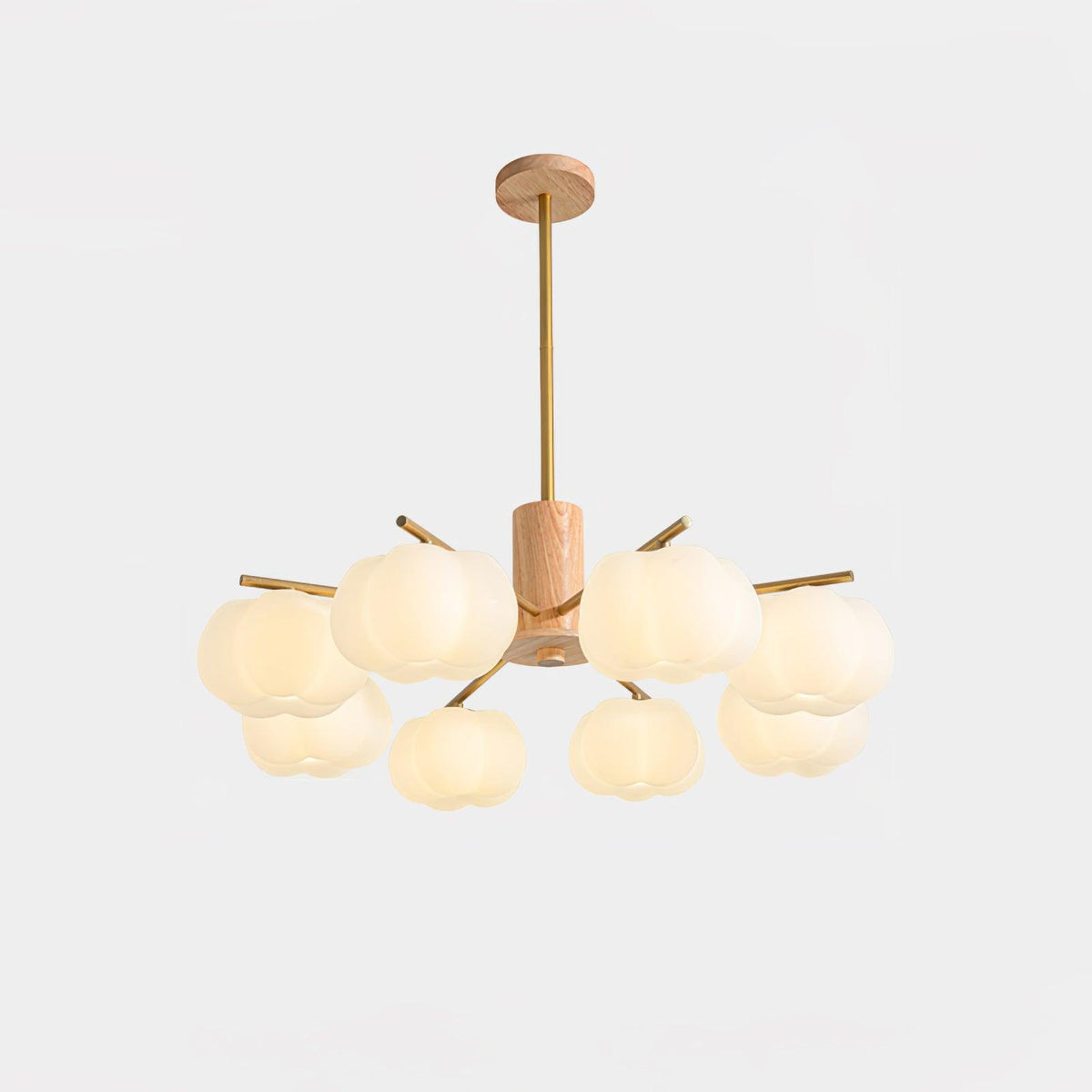 Lustra Chandelier Boules de Coton Bois Doré PE - Neutralighting
