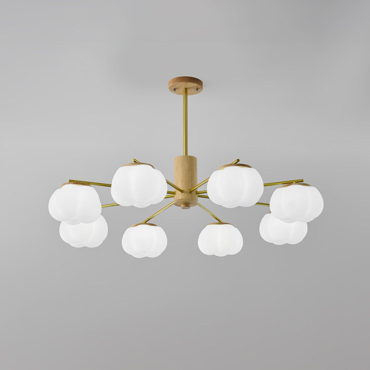 Lustra Chandelier Boules de Coton Bois Doré PE - Neutralighting