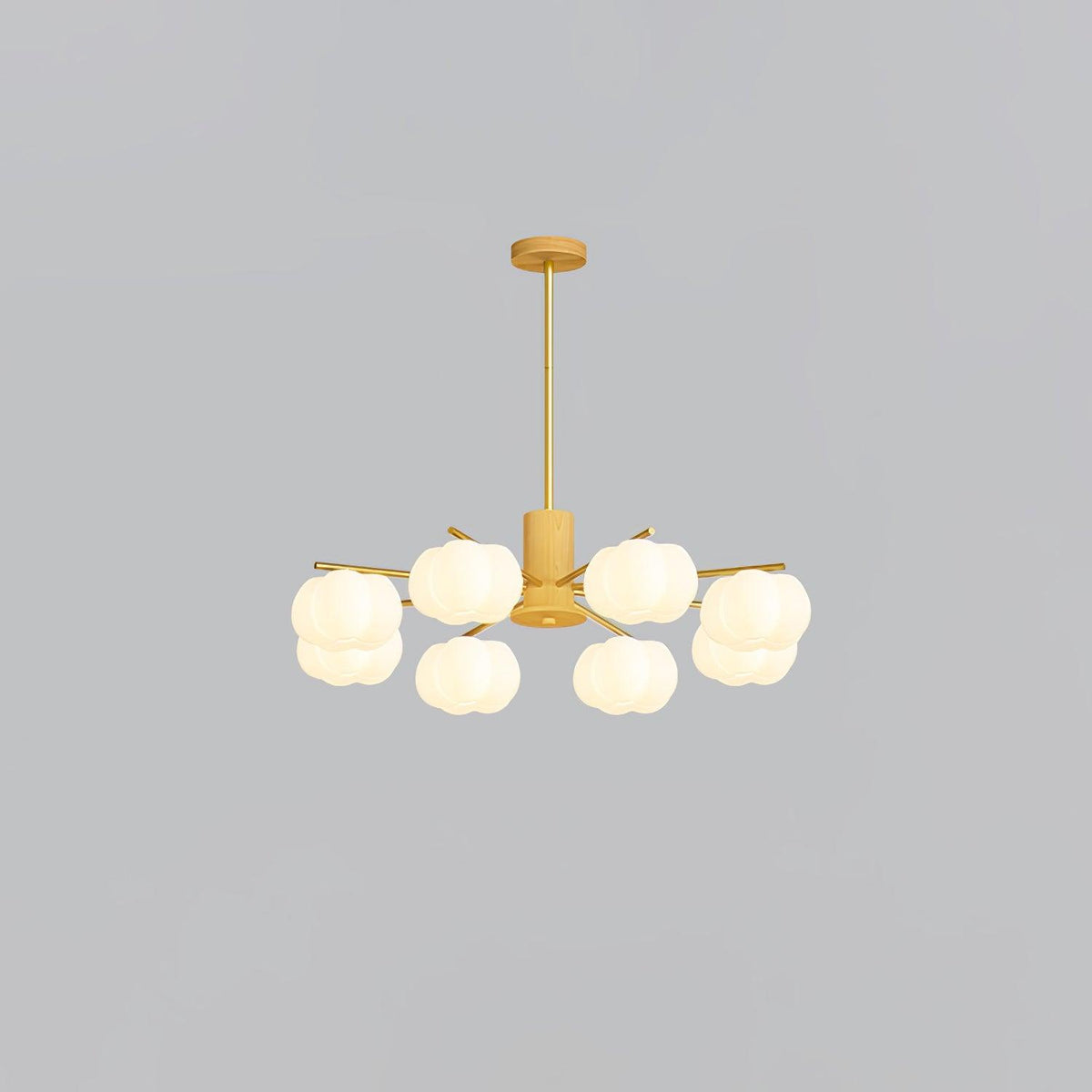 Lustra Chandelier Boules de Coton Bois Doré PE - Neutralighting