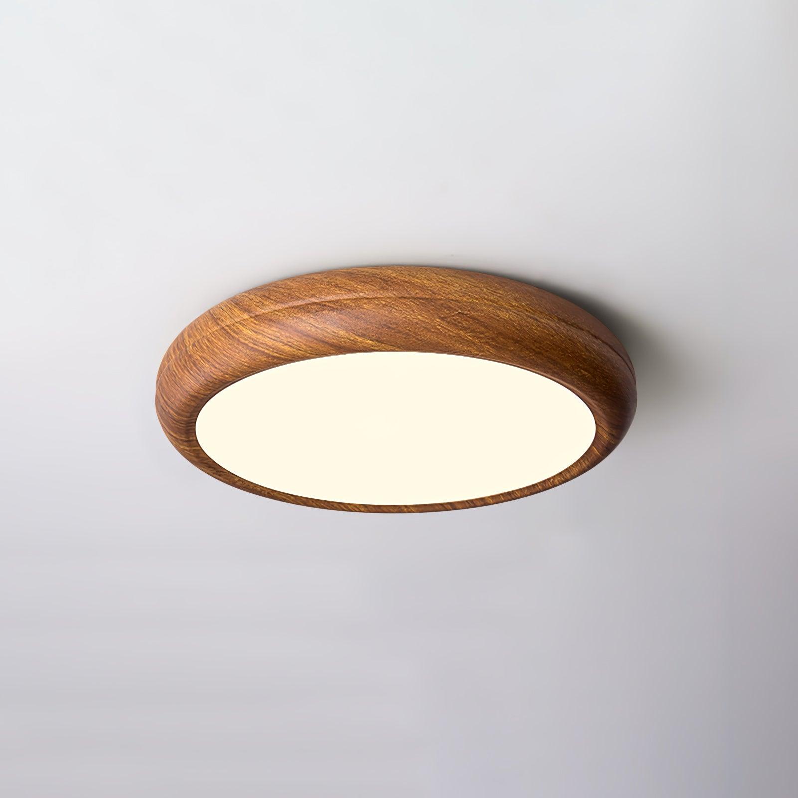Solara Plafonnier rond en acrylique effet bois - Neutralighting