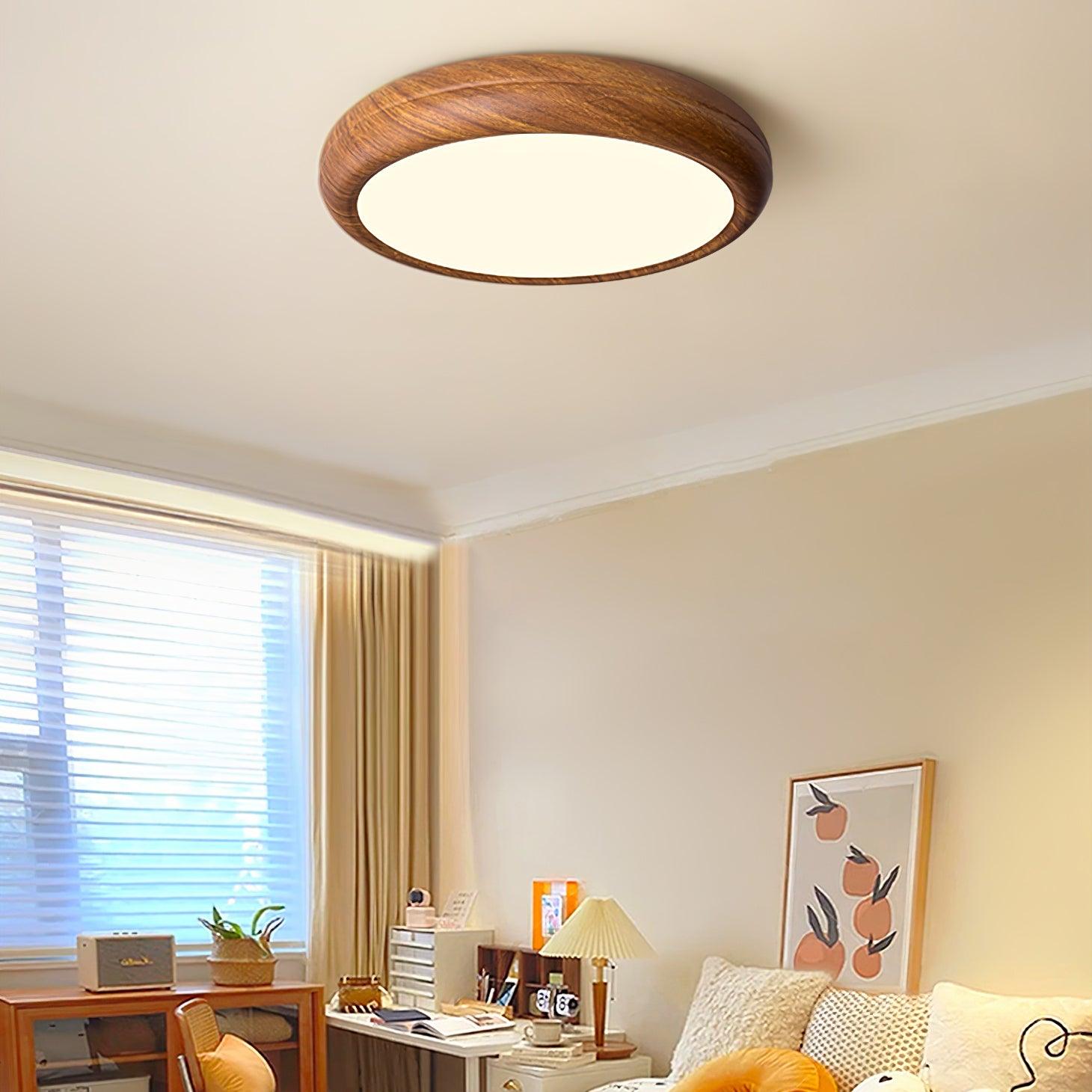 Solara Plafonnier rond en acrylique effet bois - Neutralighting