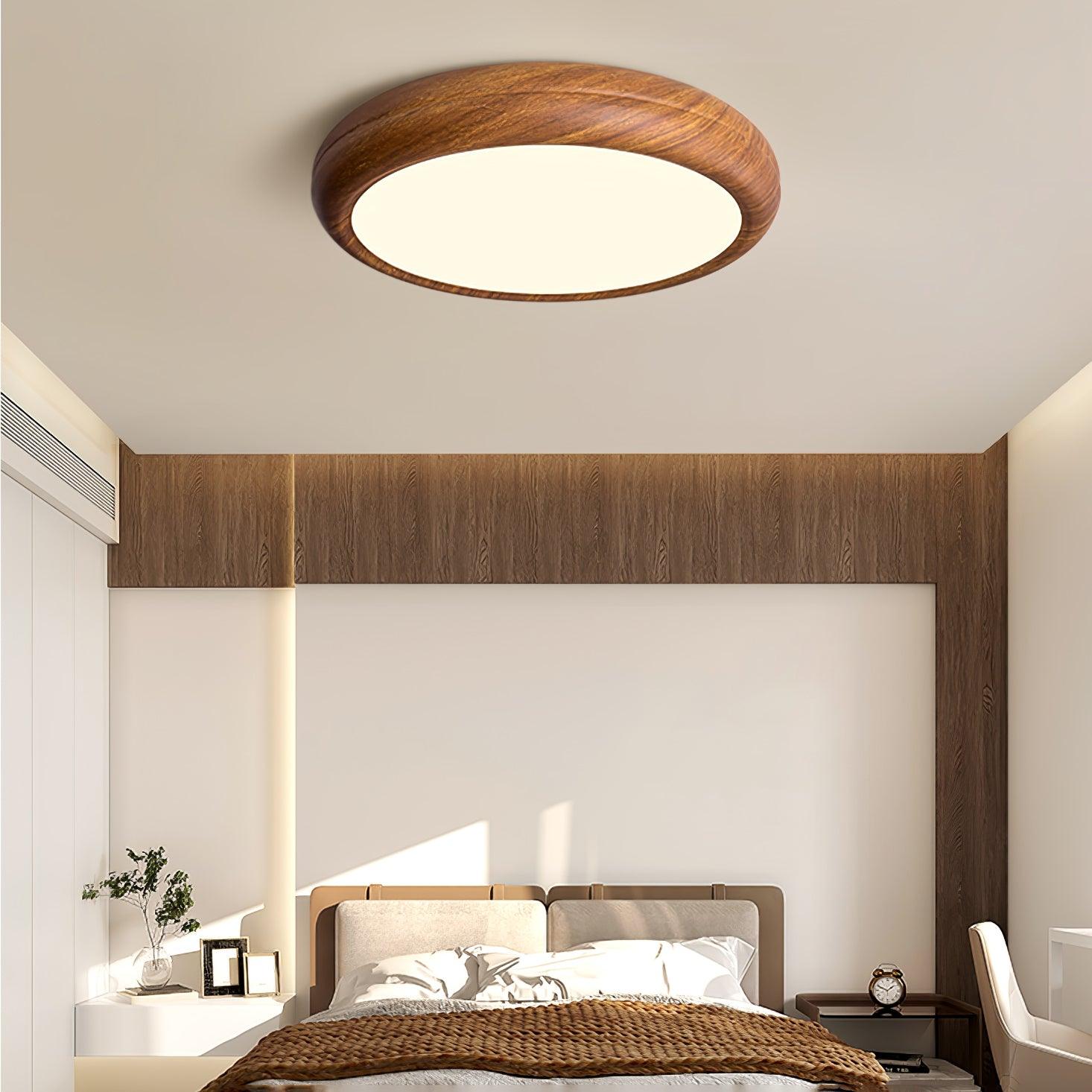 Solara Plafonnier rond en acrylique effet bois - Neutralighting