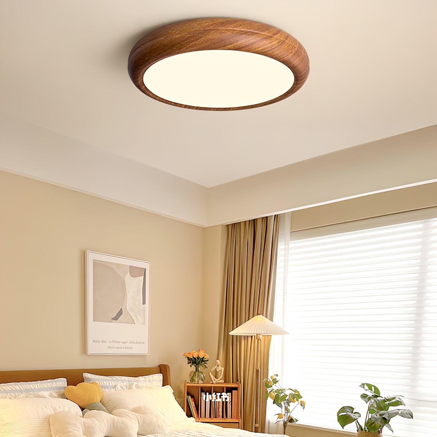Solara Plafonnier rond en acrylique effet bois - Neutralighting
