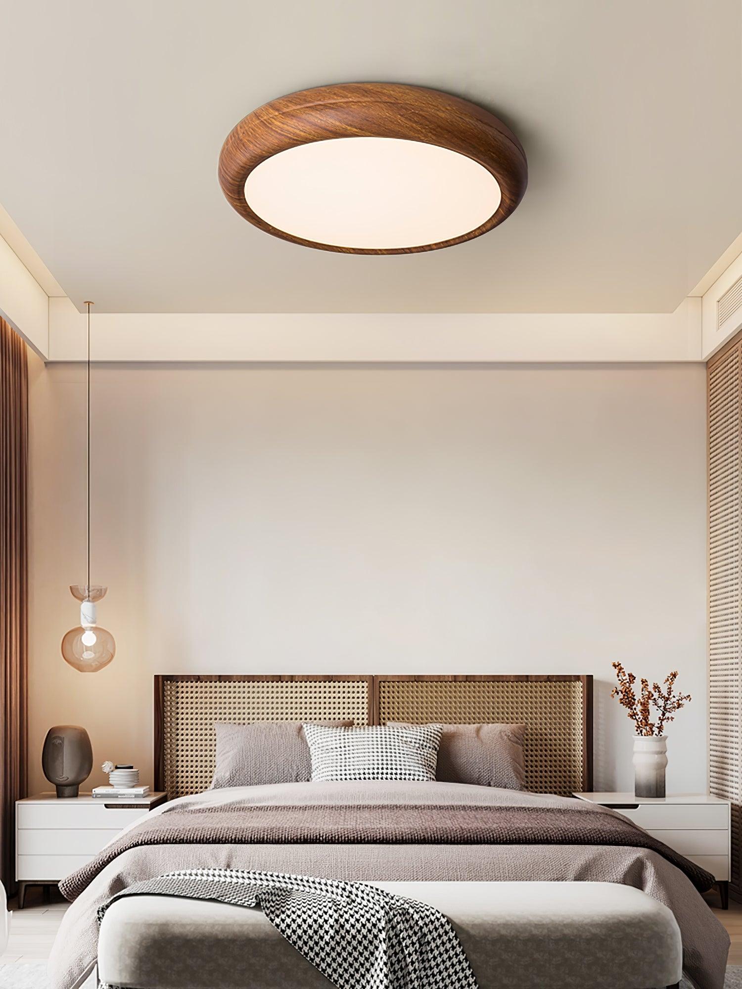 Solara Plafonnier rond en acrylique effet bois - Neutralighting
