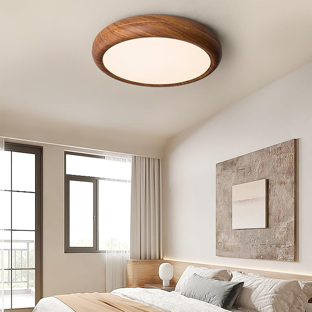 Solara Plafonnier rond en acrylique effet bois - Neutralighting