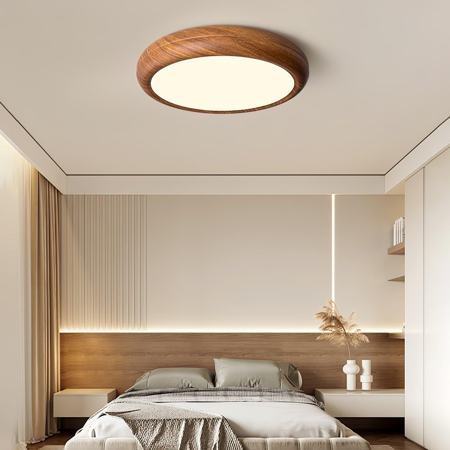 Solara Plafonnier rond en acrylique effet bois - Neutralighting