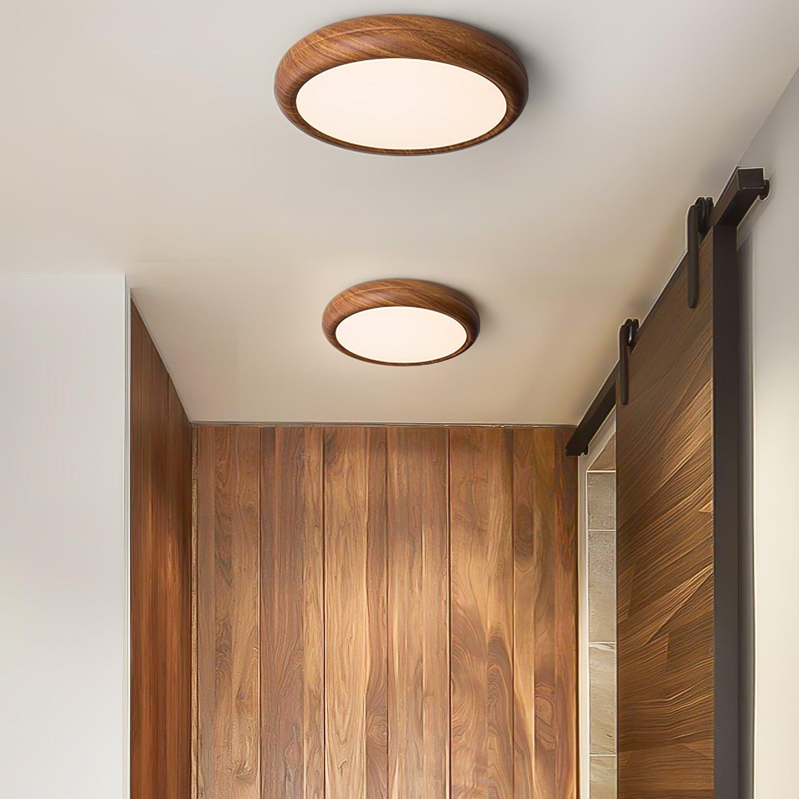 Solara Plafonnier rond en acrylique effet bois - Neutralighting
