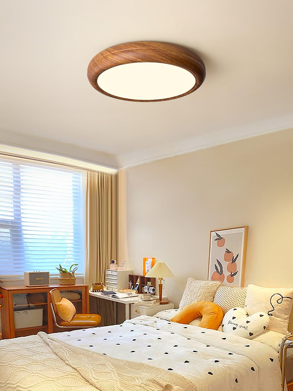 Solara Plafonnier rond en acrylique effet bois - Neutralighting
