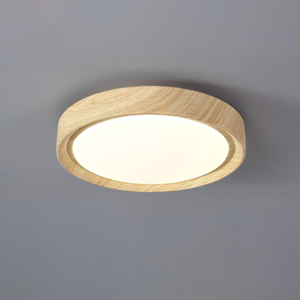 Solara Plafonnier rond en acrylique effet bois - Neutralighting