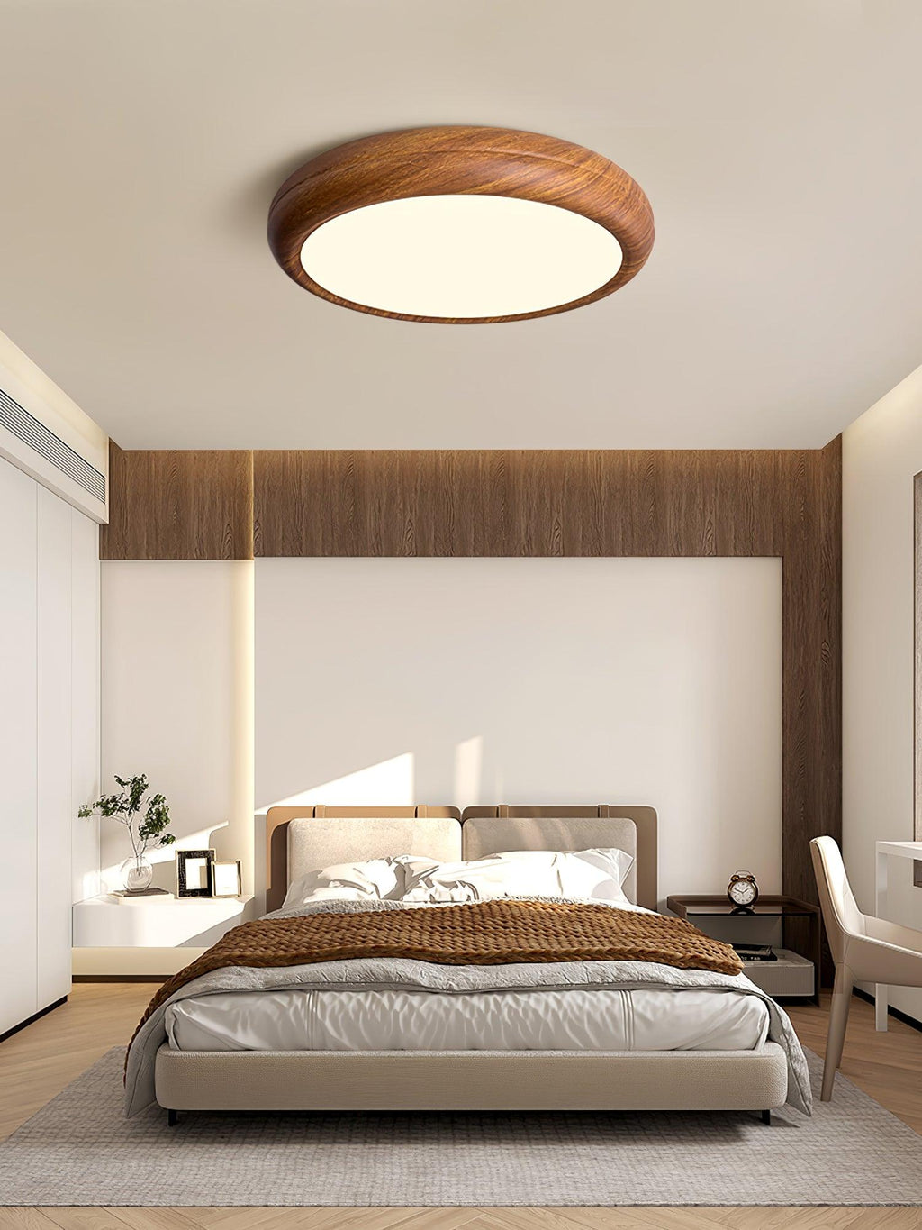 Solara Plafonnier rond en acrylique effet bois - Neutralighting