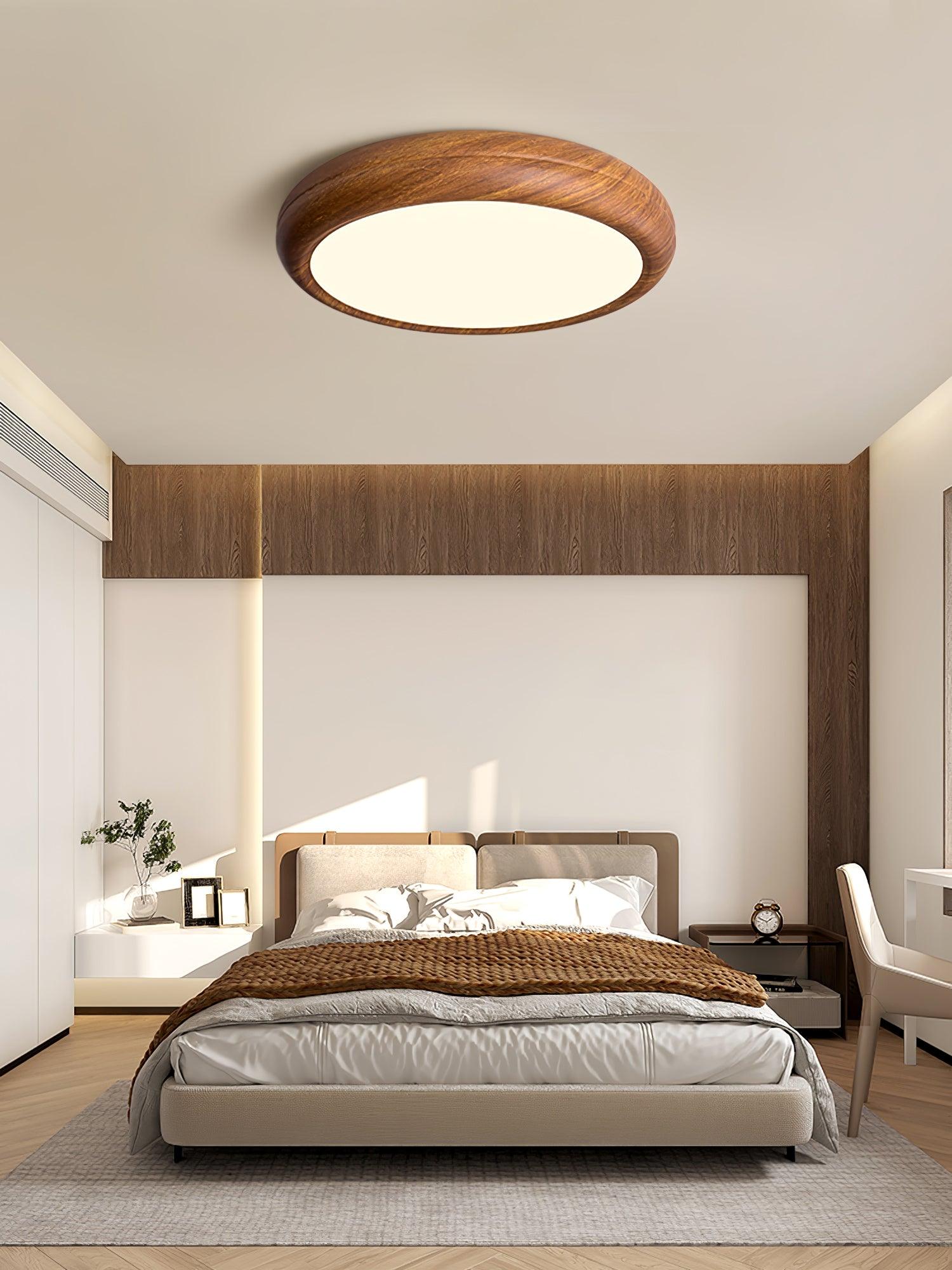 Solara Plafonnier rond en acrylique effet bois - Neutralighting