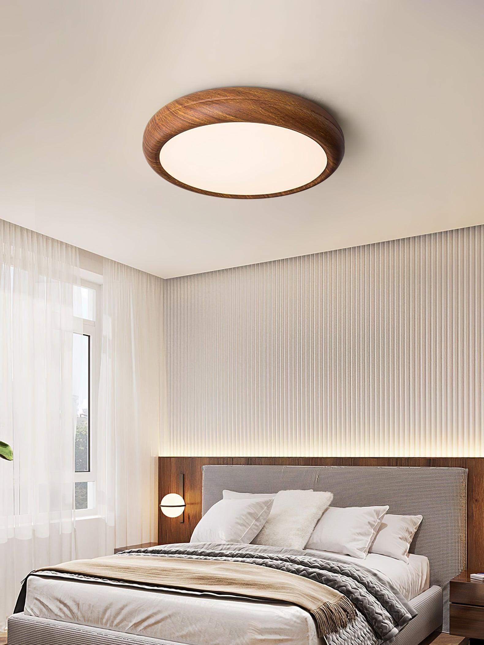 Solara Plafonnier rond en acrylique effet bois - Neutralighting