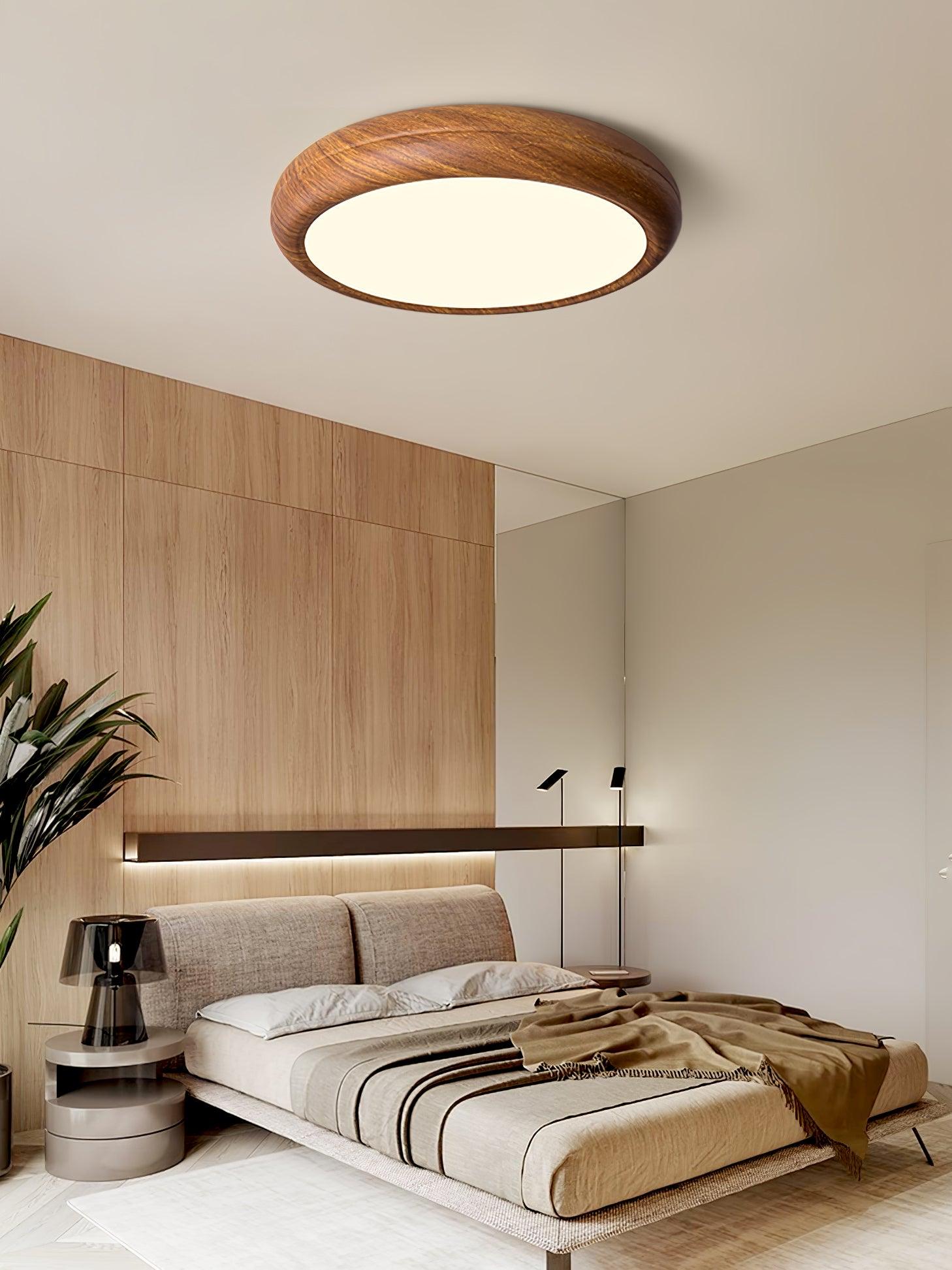Solara Plafonnier rond en acrylique effet bois - Neutralighting