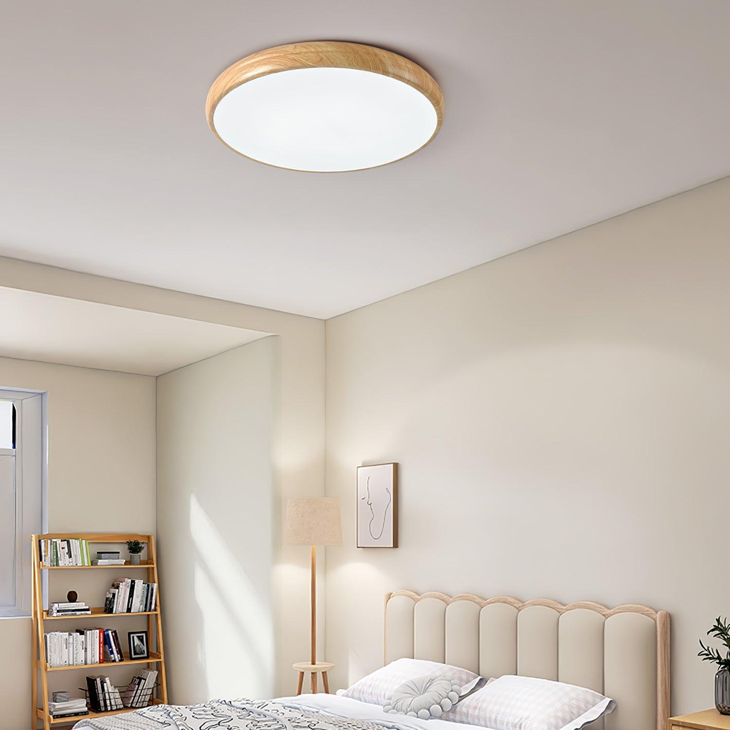 Solara Plafonnier rond en acrylique effet bois - Neutralighting