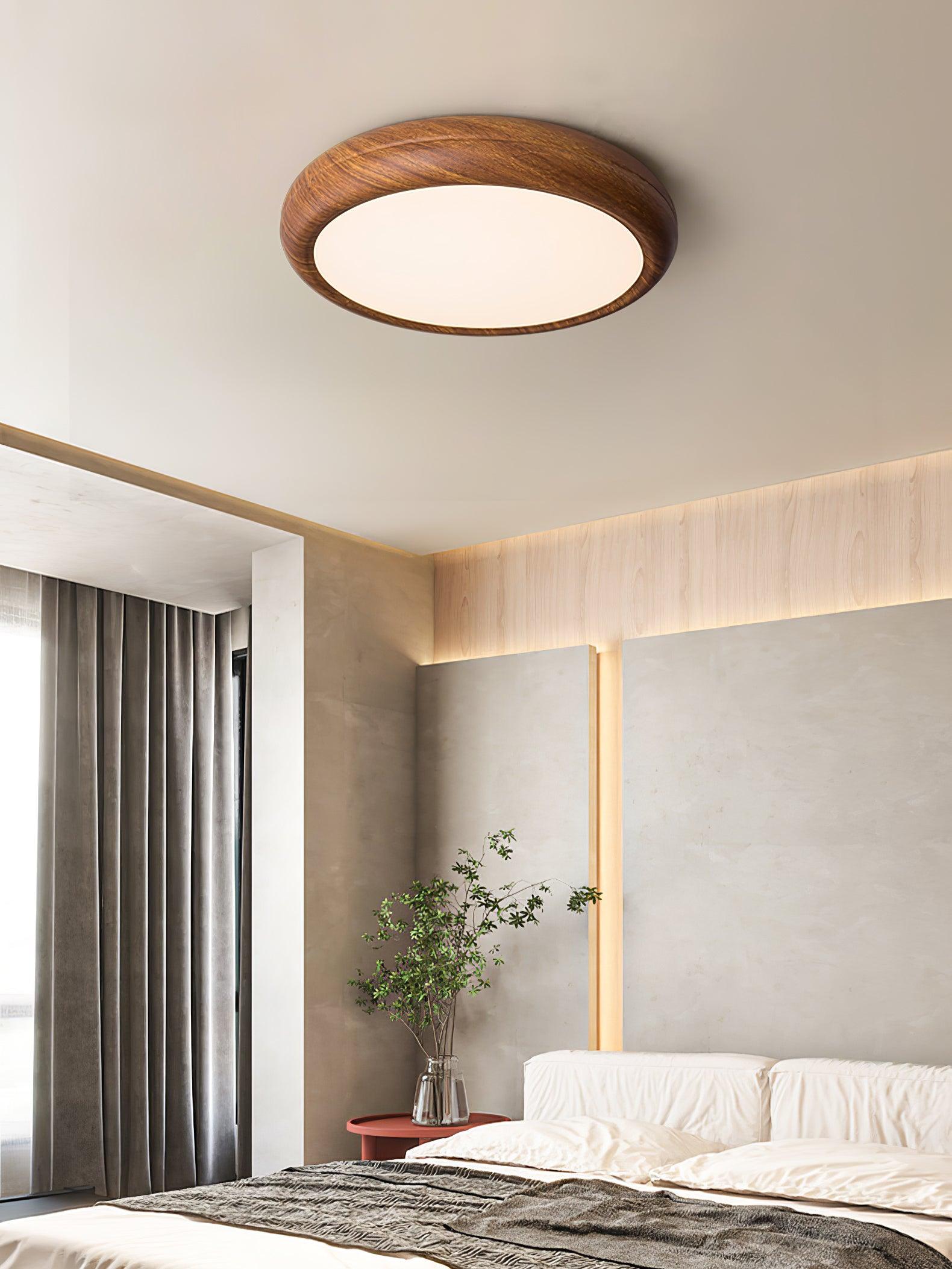 Solara Plafonnier rond en acrylique effet bois - Neutralighting