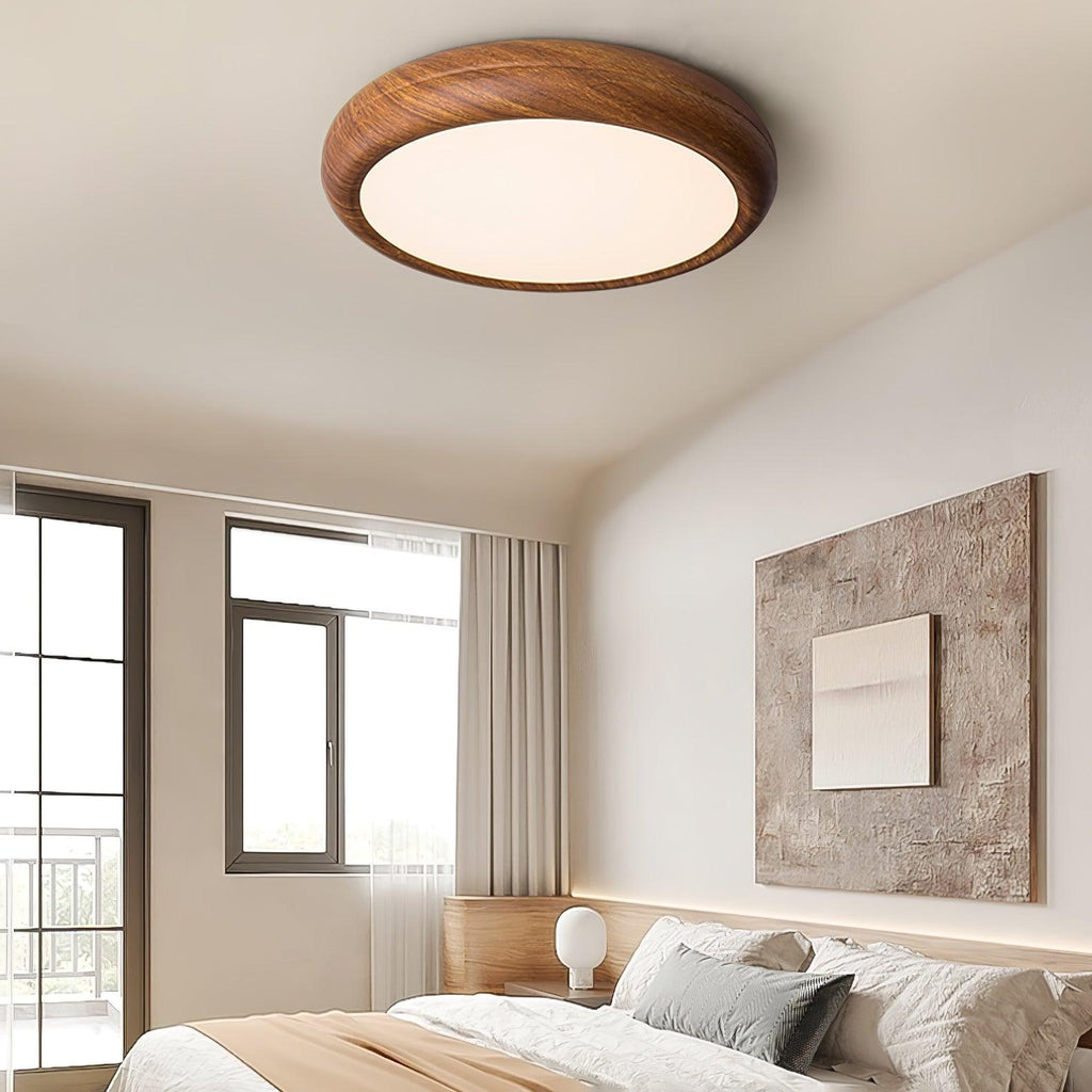 Solara Plafonnier rond en acrylique effet bois - Neutralighting