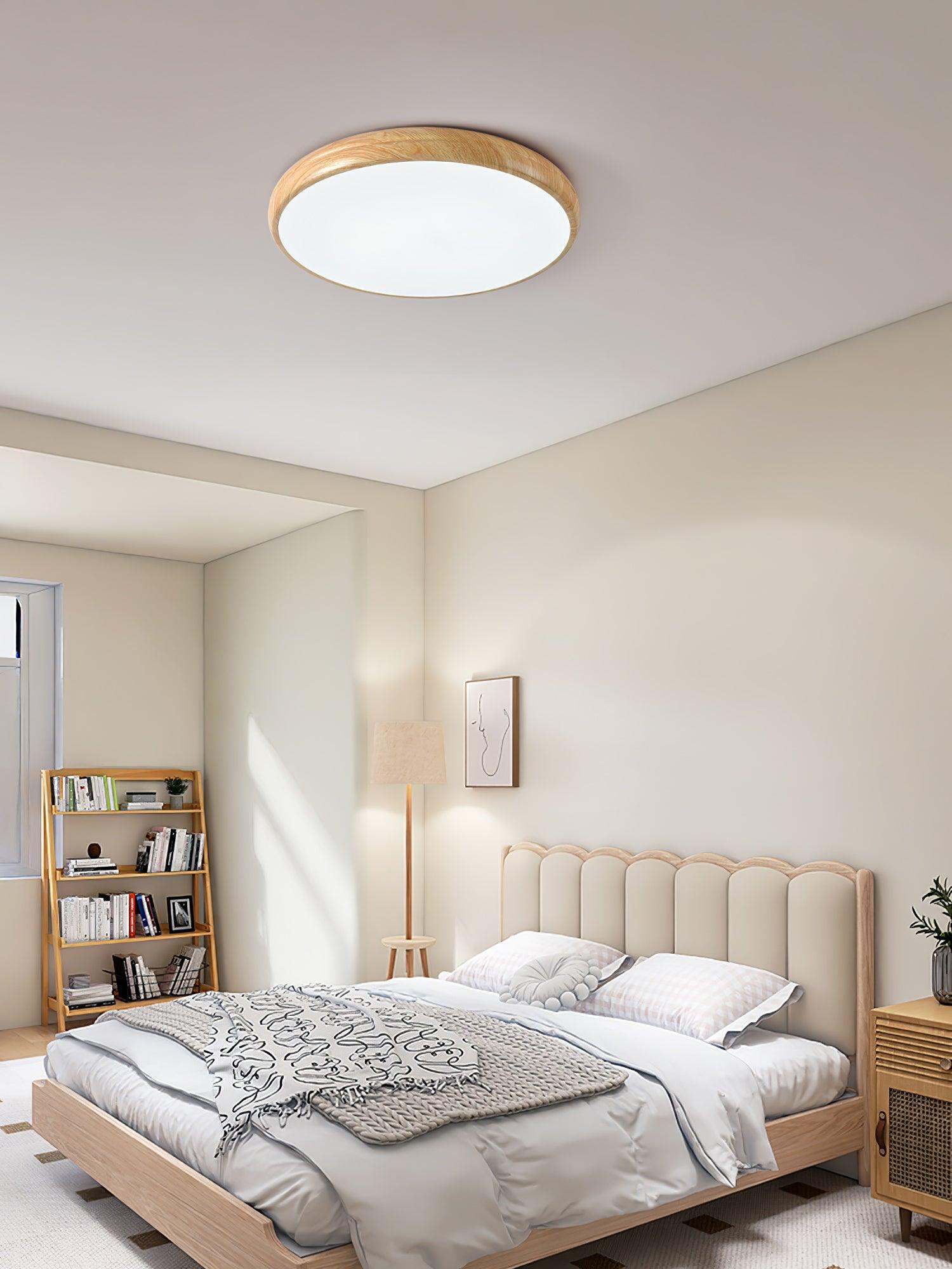 Solara Plafonnier rond en acrylique effet bois - Neutralighting
