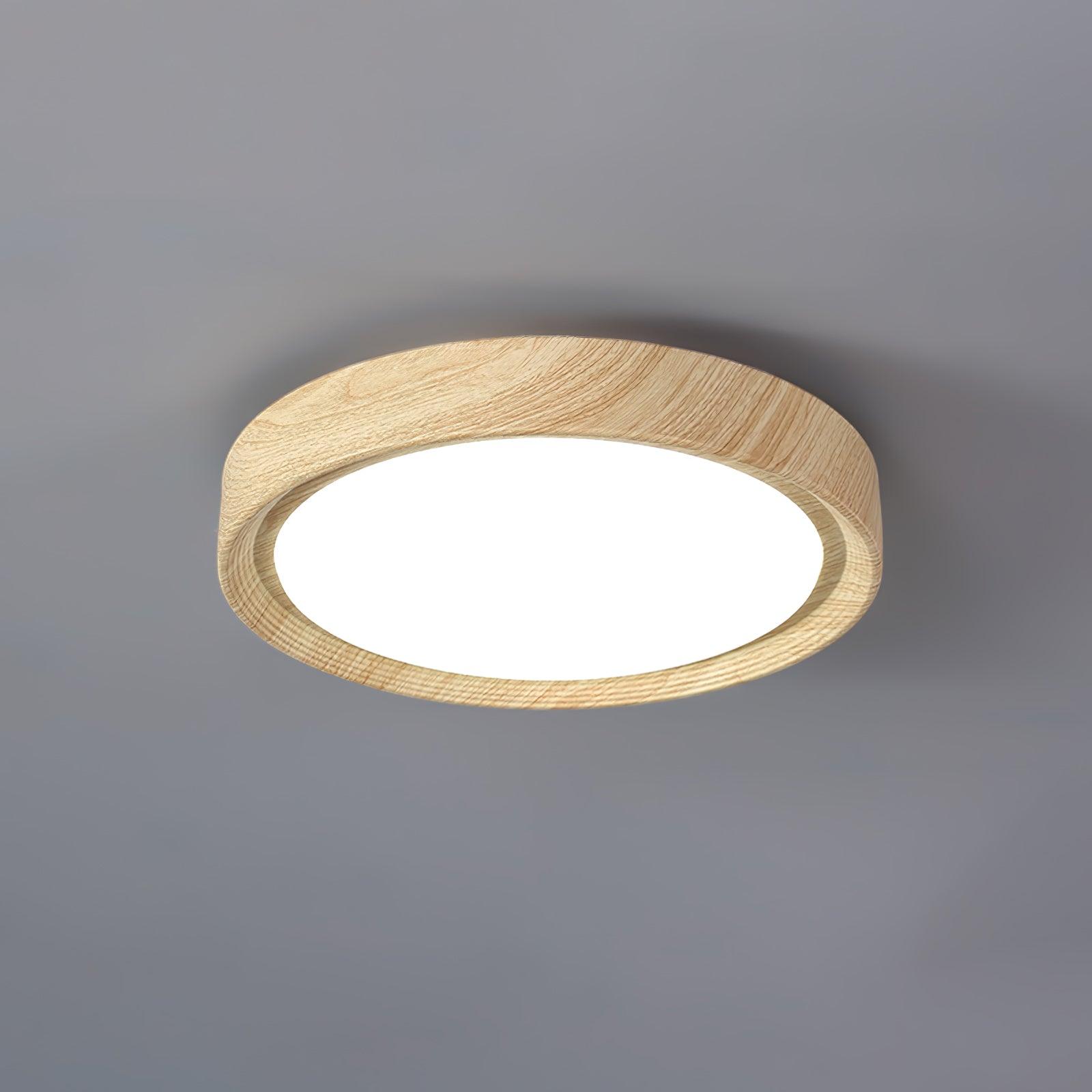 Solara Plafonnier rond en acrylique effet bois - Neutralighting