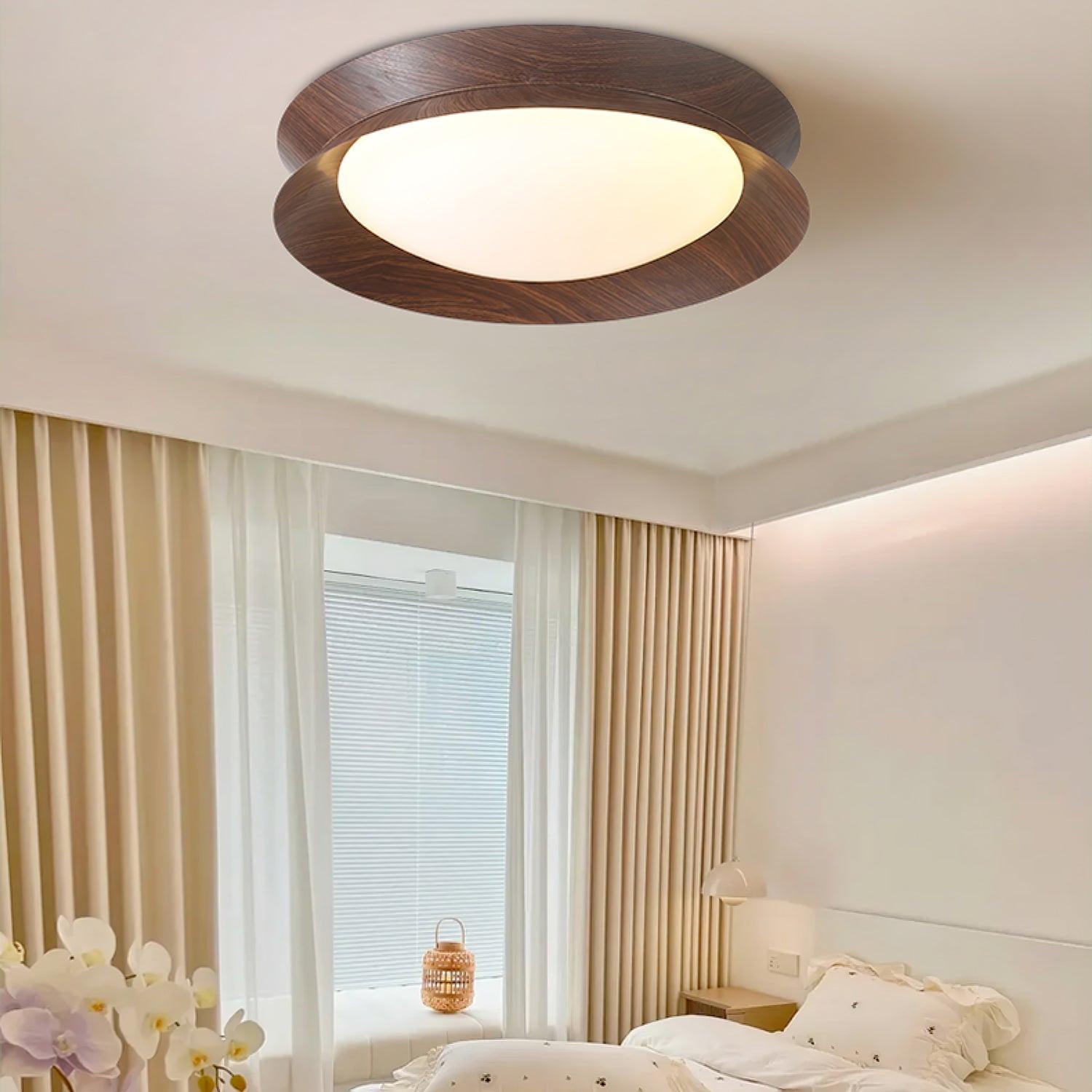 Solara Plafonnier en Bois Anneau Double Demi-Rond - Neutralighting