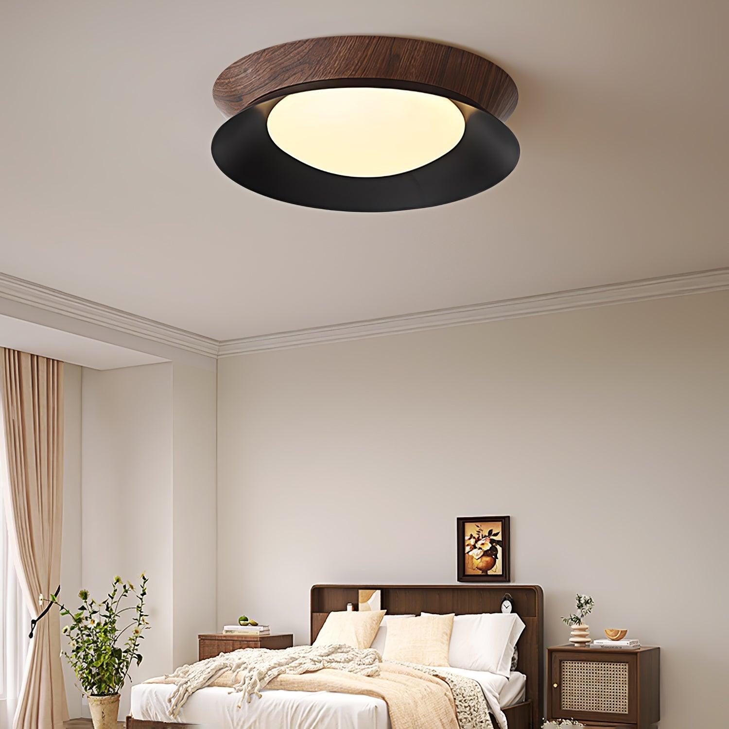 Solara Plafonnier en Bois Anneau Double Demi-Rond - Neutralighting