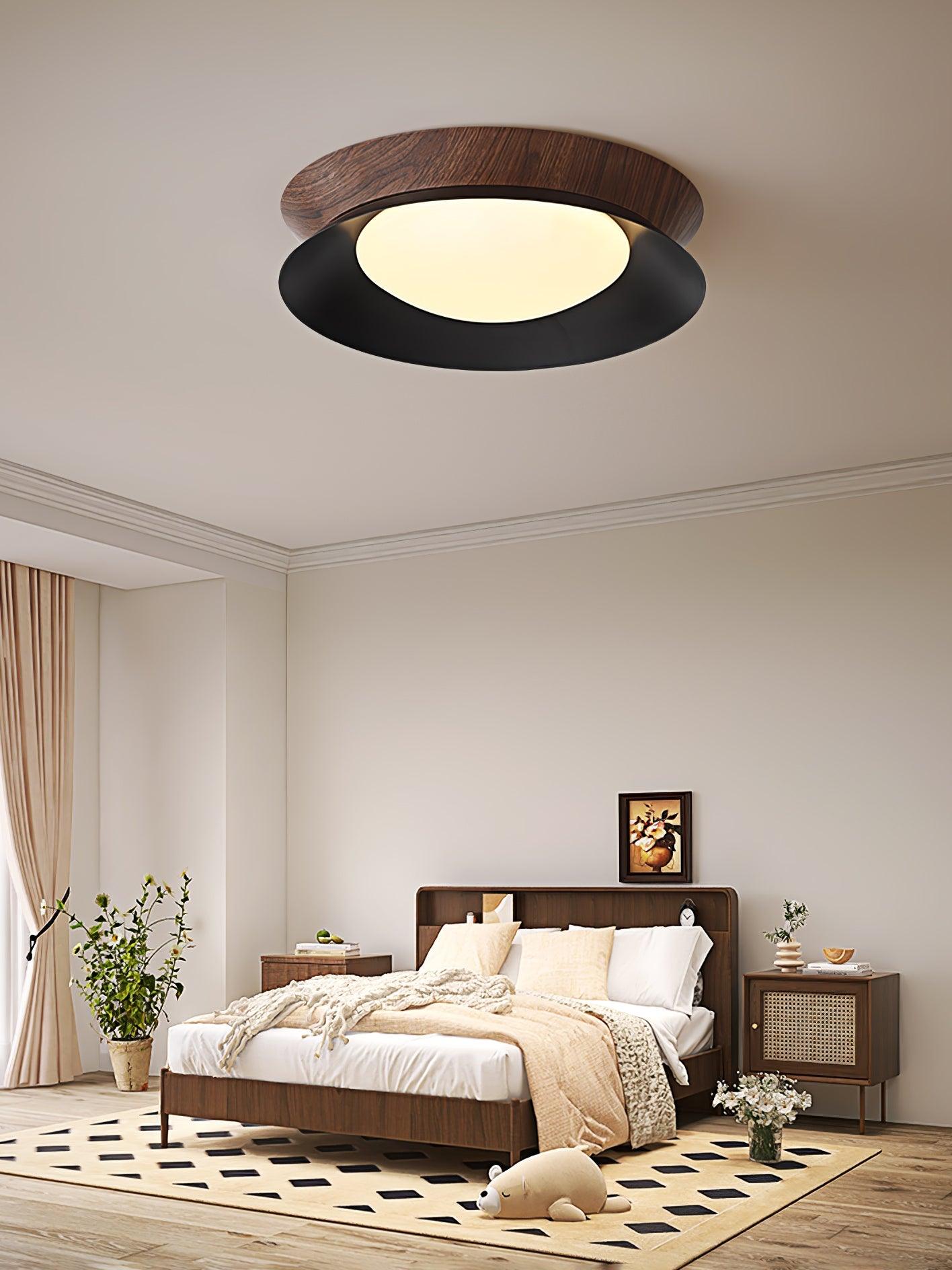 Solara Plafonnier en Bois Anneau Double Demi-Rond - Neutralighting