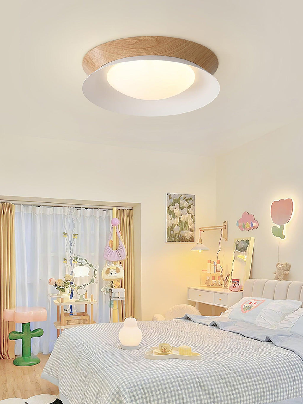 Solara Plafonnier en Bois Anneau Double Demi-Rond - Neutralighting