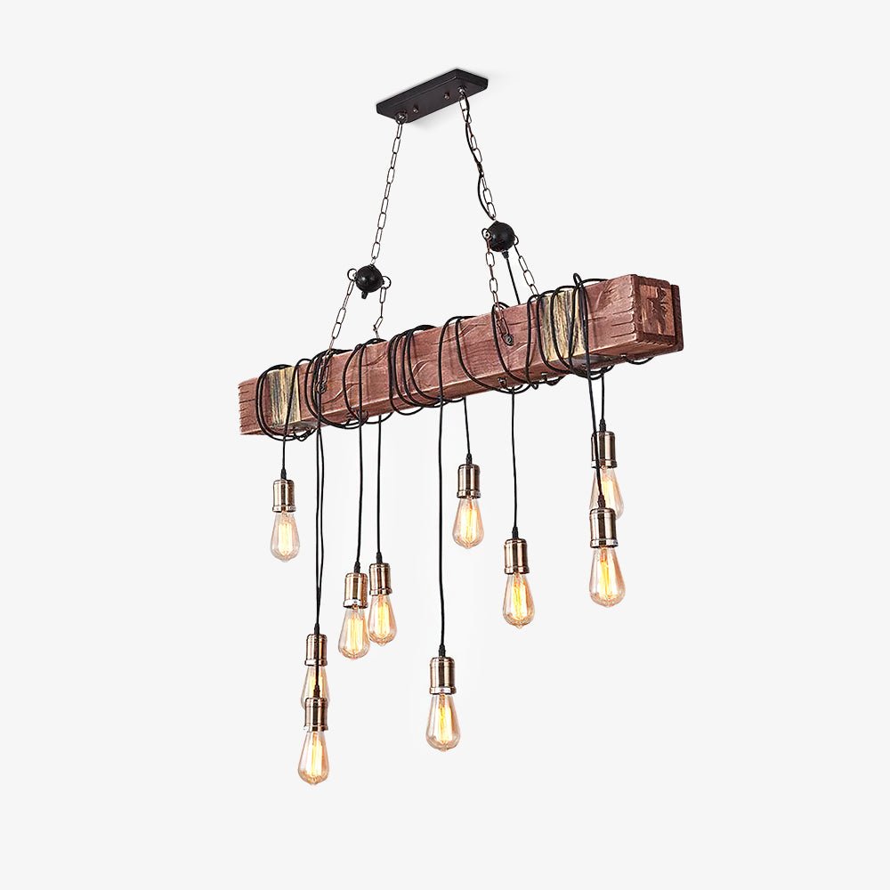 Lustra Chandelier Poutre en Bois Ampoule Edison Rustique - Neutralighting