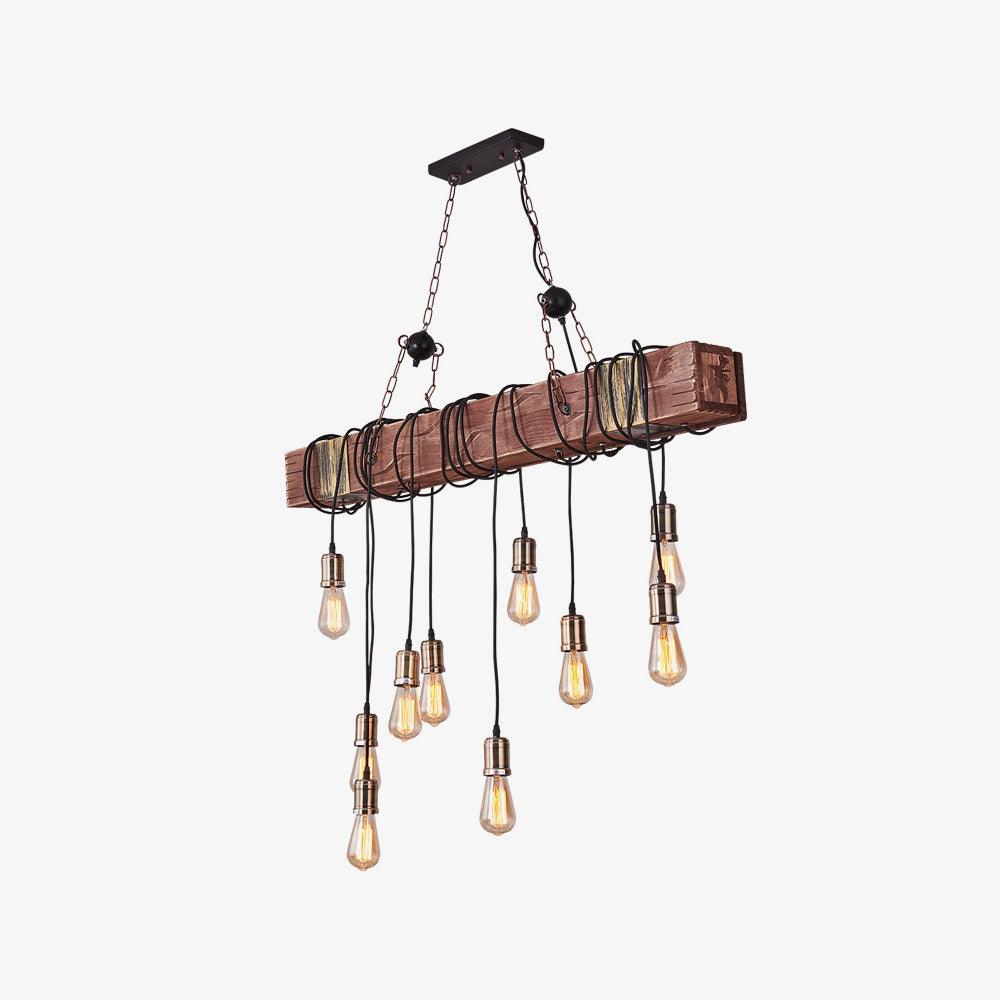 Lustra Chandelier Poutre en Bois Ampoule Edison Rustique - Neutralighting