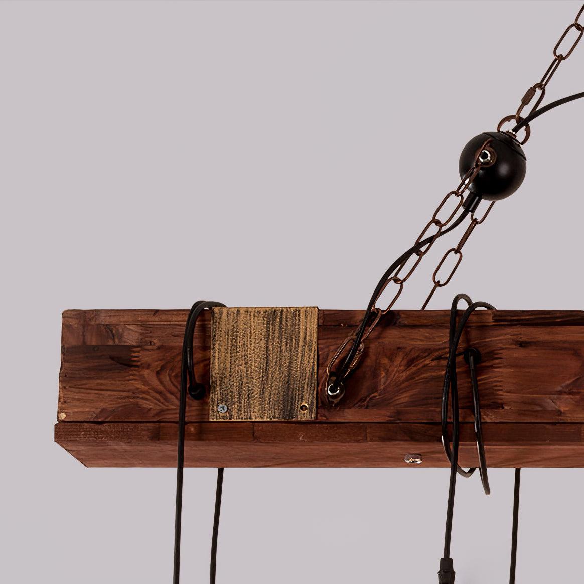 Lustra Chandelier Poutre en Bois Ampoule Edison Rustique - Neutralighting