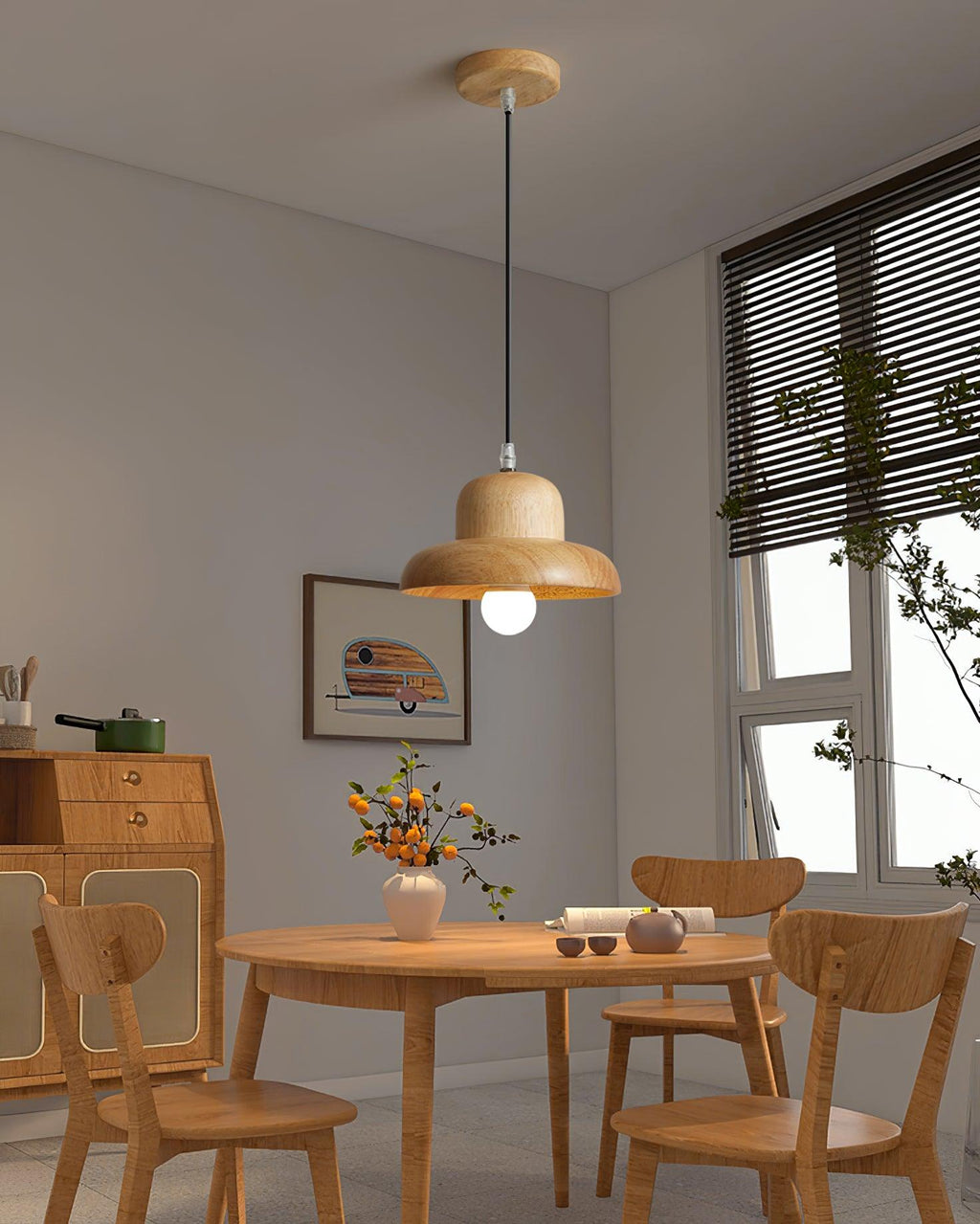 Lampe Suspendue en Forme de Chapeau en Bois Courbée Organique - Neutralighting