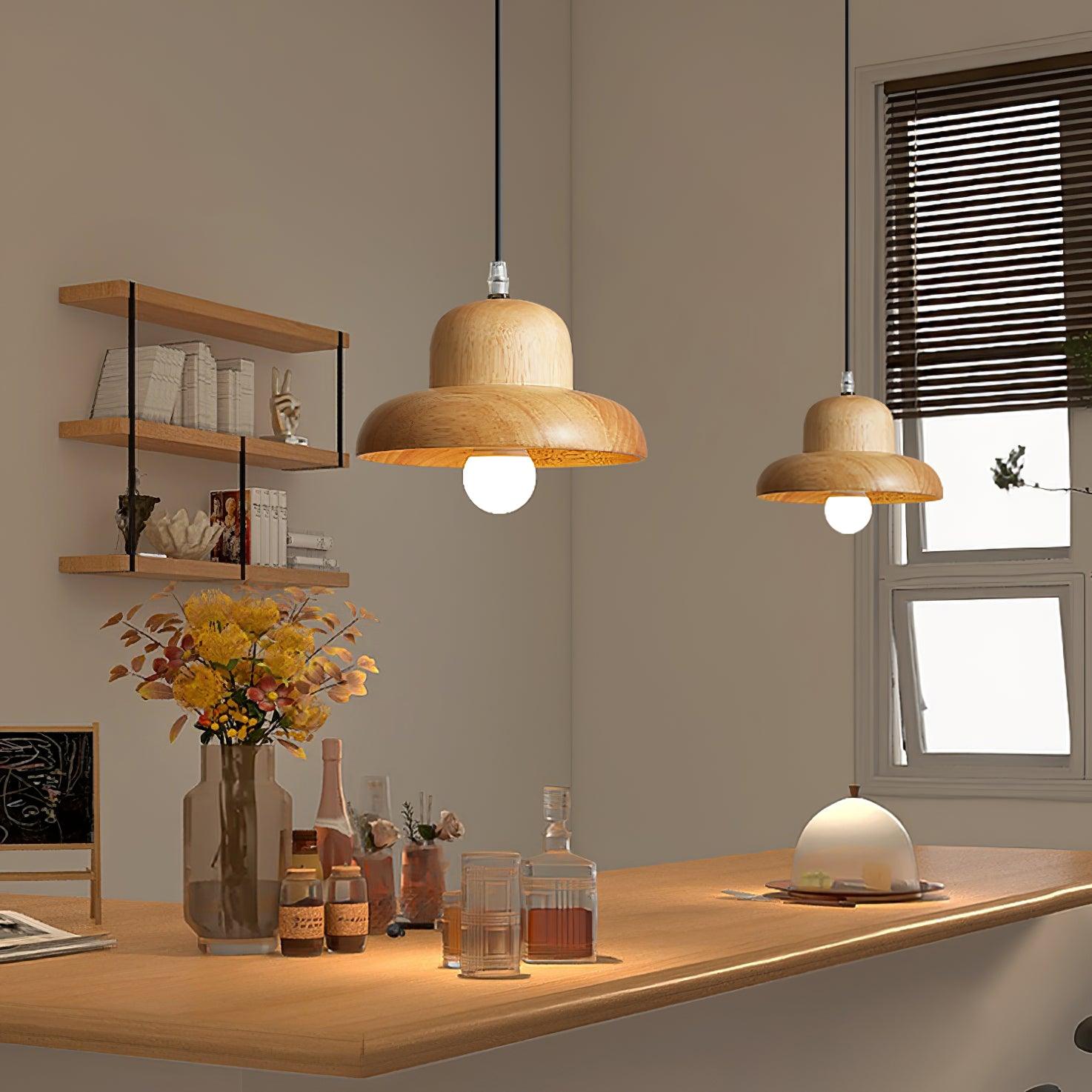 Lampe Suspendue en Forme de Chapeau en Bois Courbée Organique - Neutralighting