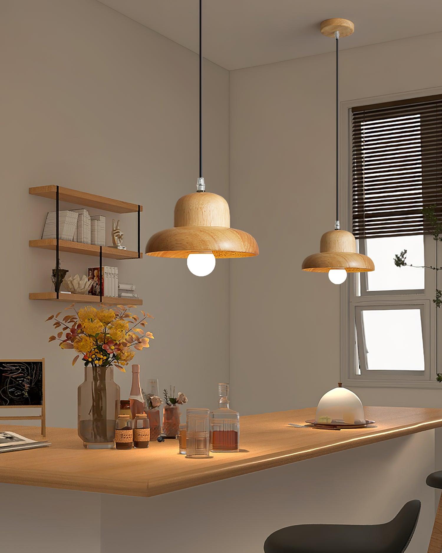 Lampe Suspendue en Forme de Chapeau en Bois Courbée Organique - Neutralighting