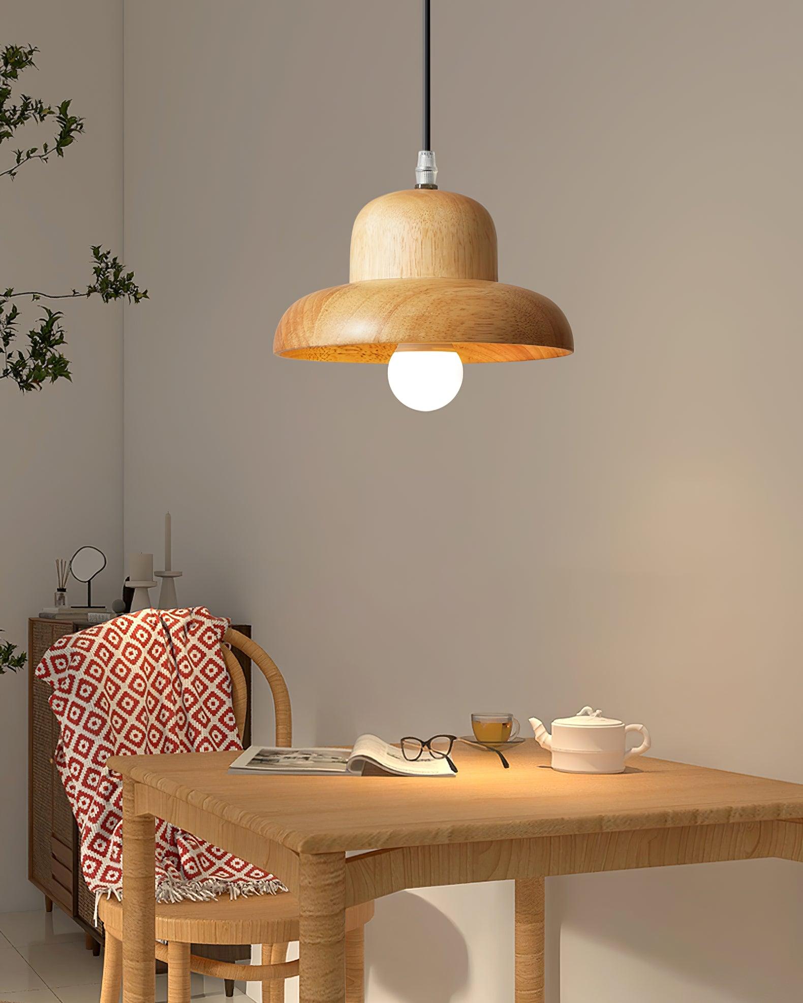 Lampe Suspendue en Forme de Chapeau en Bois Courbée Organique - Neutralighting