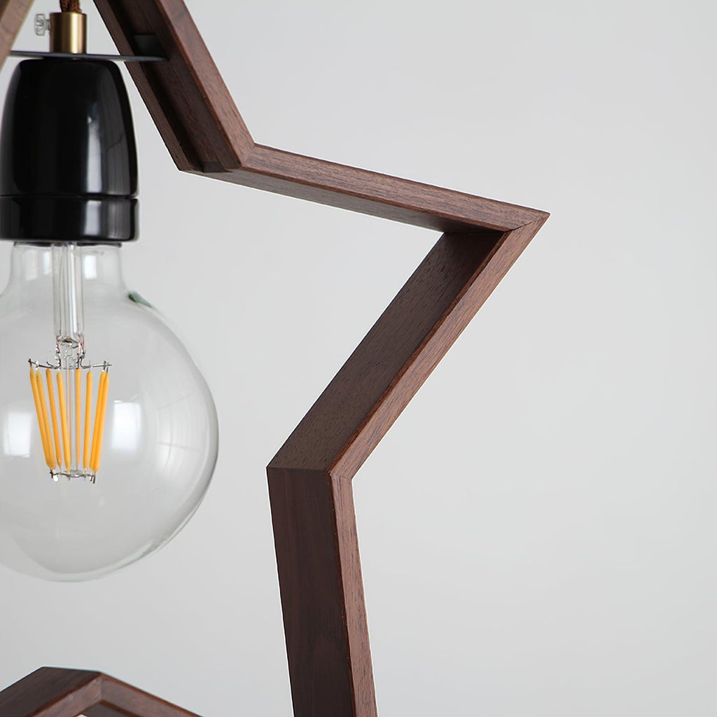 Luna Suspension Vintage Étoile en Bois - Neutralighting