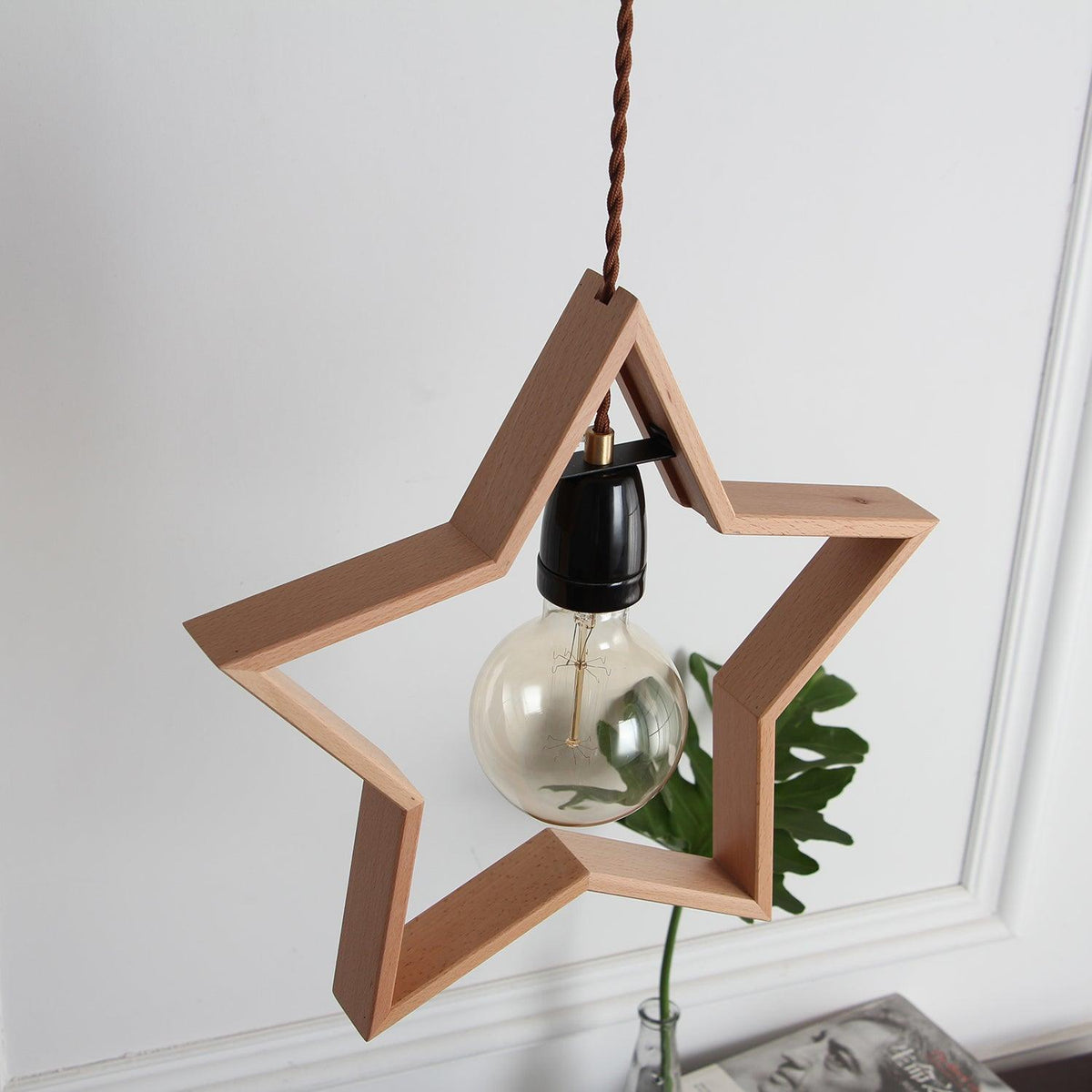 Luna Suspension Vintage Étoile en Bois - Neutralighting