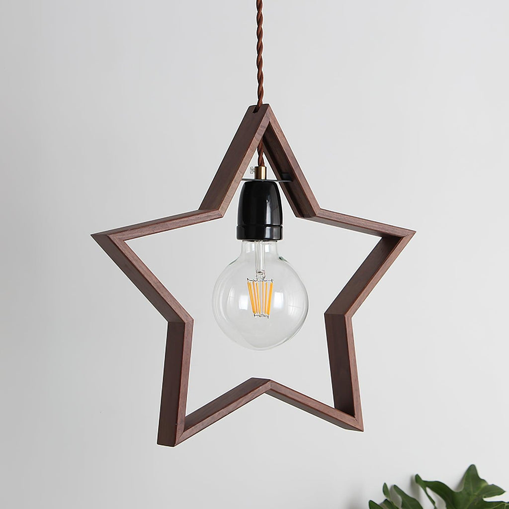 Luna Suspension Vintage Étoile en Bois - Neutralighting