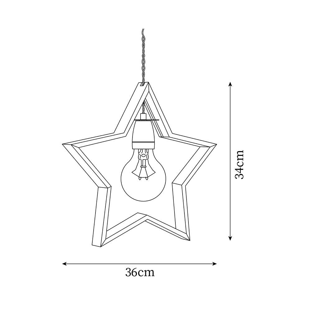 Luna Suspension Vintage Étoile en Bois - Neutralighting