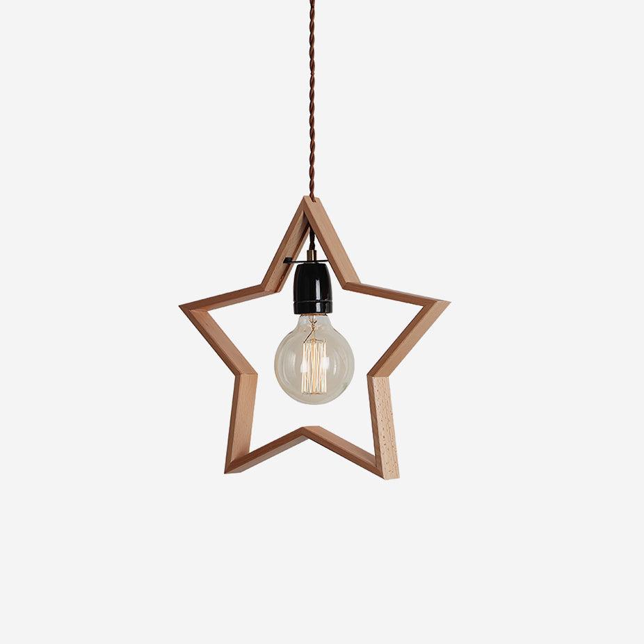 Luna Suspension Vintage Étoile en Bois - Neutralighting