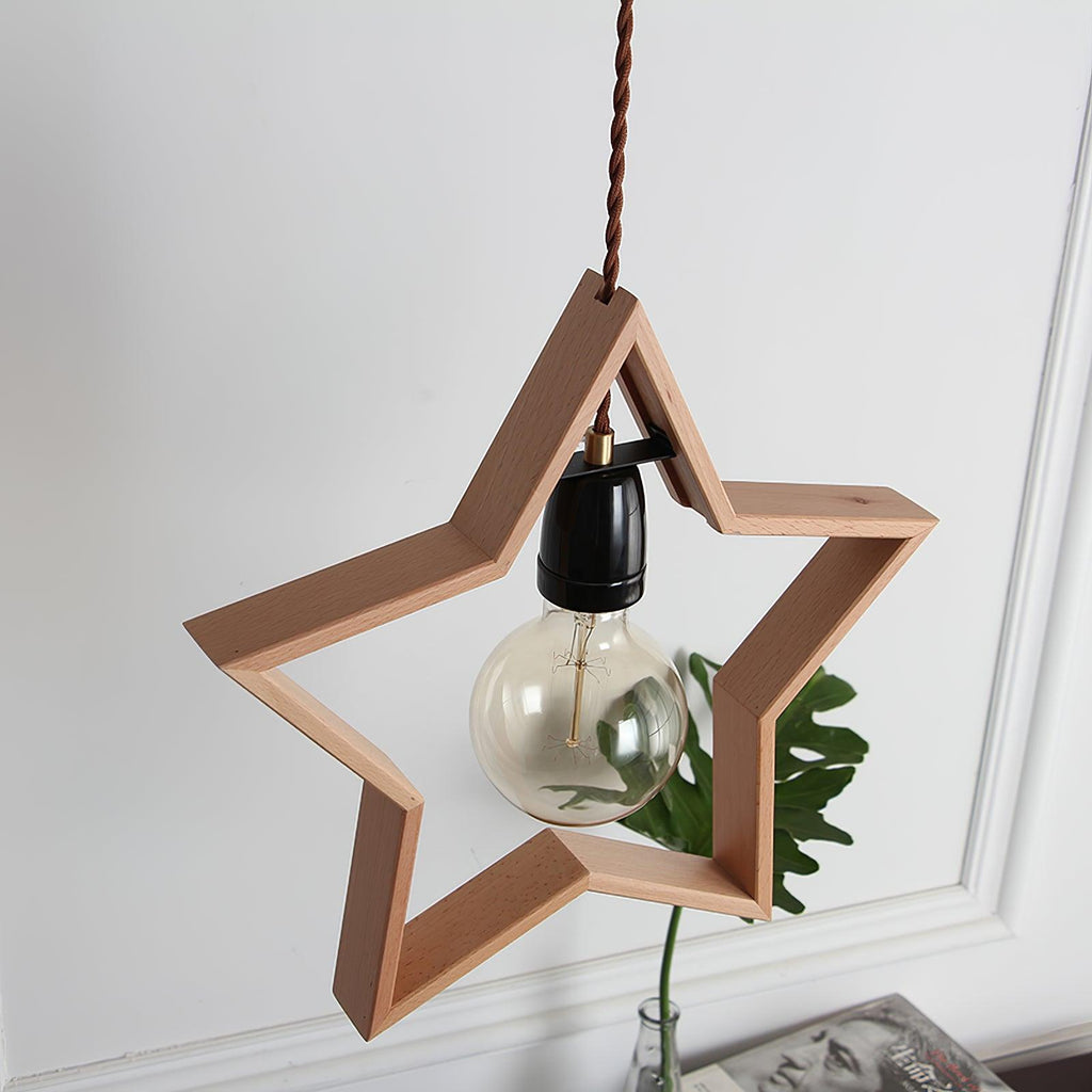 Luna Suspension Vintage Étoile en Bois - Neutralighting
