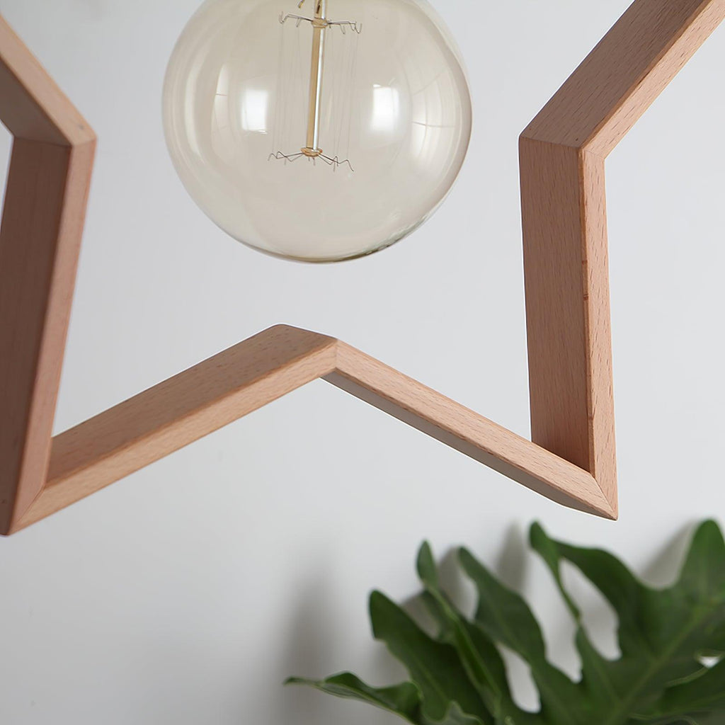 Luna Suspension Vintage Étoile en Bois - Neutralighting