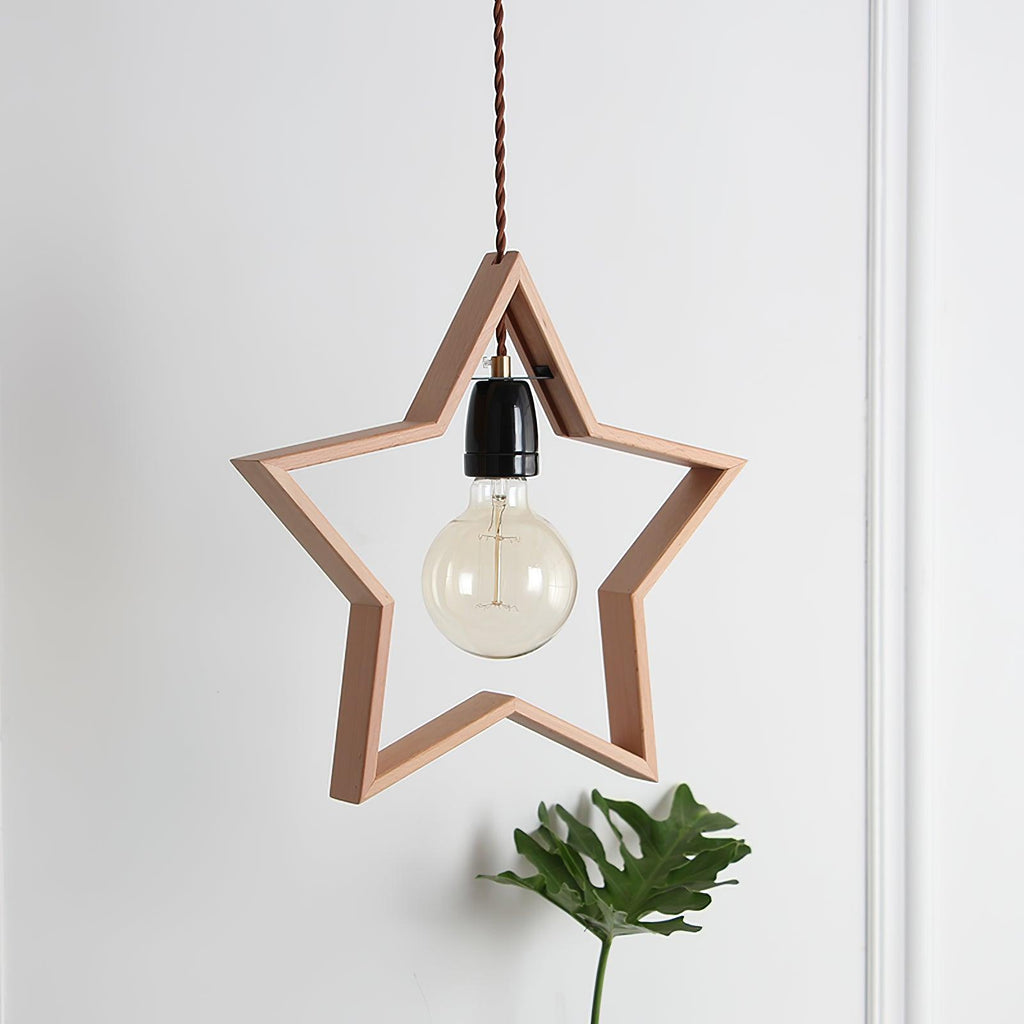 Luna Suspension Vintage Étoile en Bois - Neutralighting