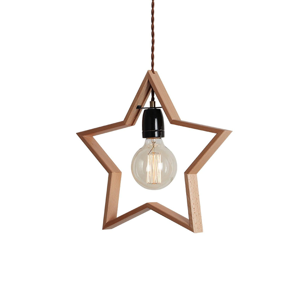 Luna Suspension Vintage Étoile en Bois - Neutralighting