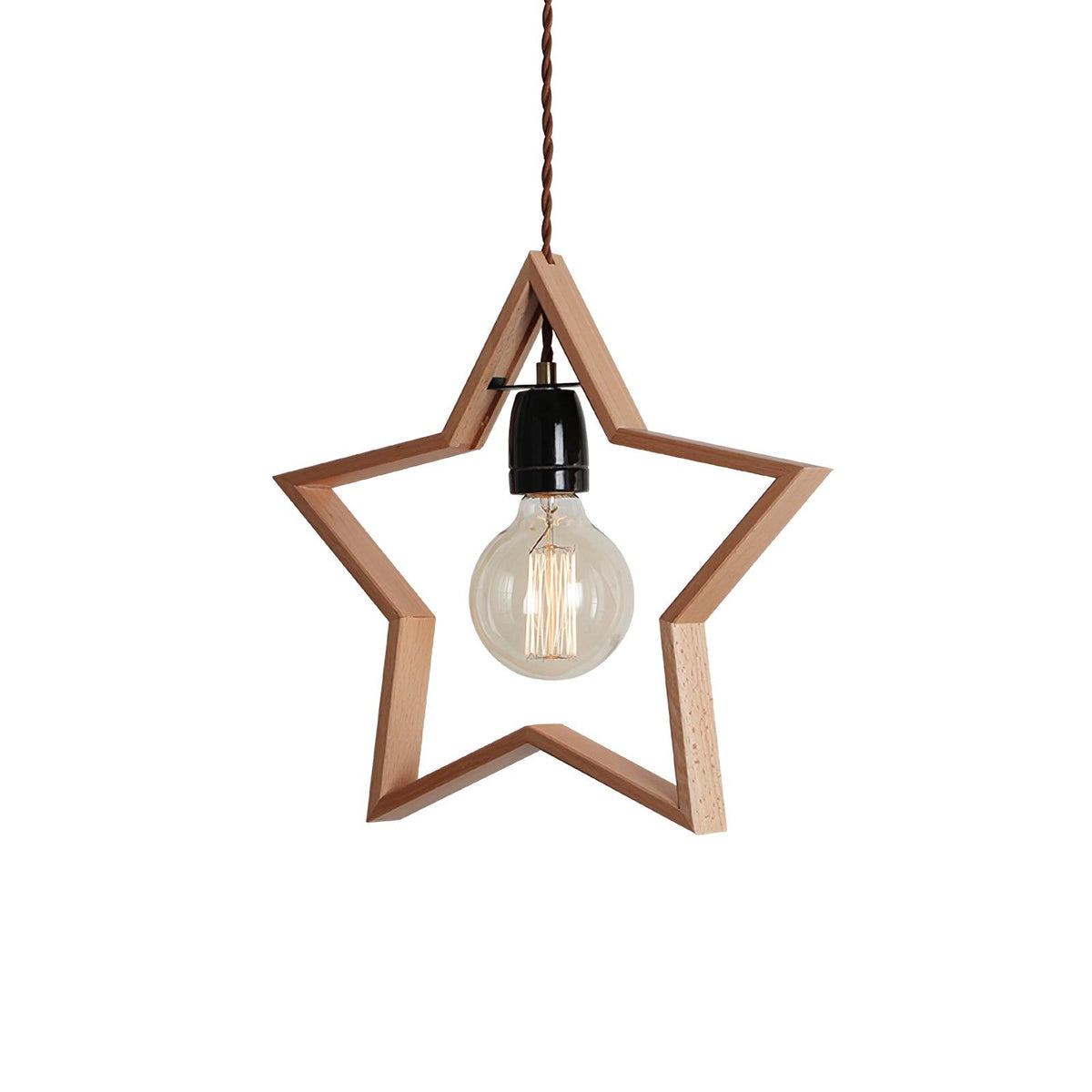 Luna Suspension Vintage Étoile en Bois - Neutralighting