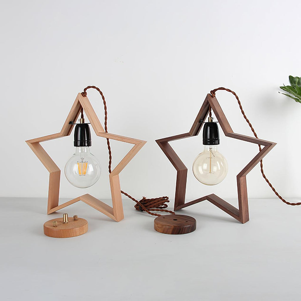 Luna Suspension Vintage Étoile en Bois - Neutralighting