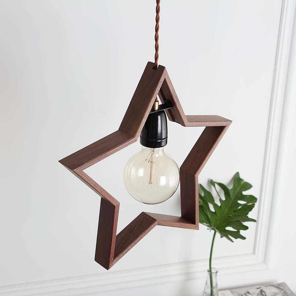 Luna Suspension Vintage Étoile en Bois - Neutralighting