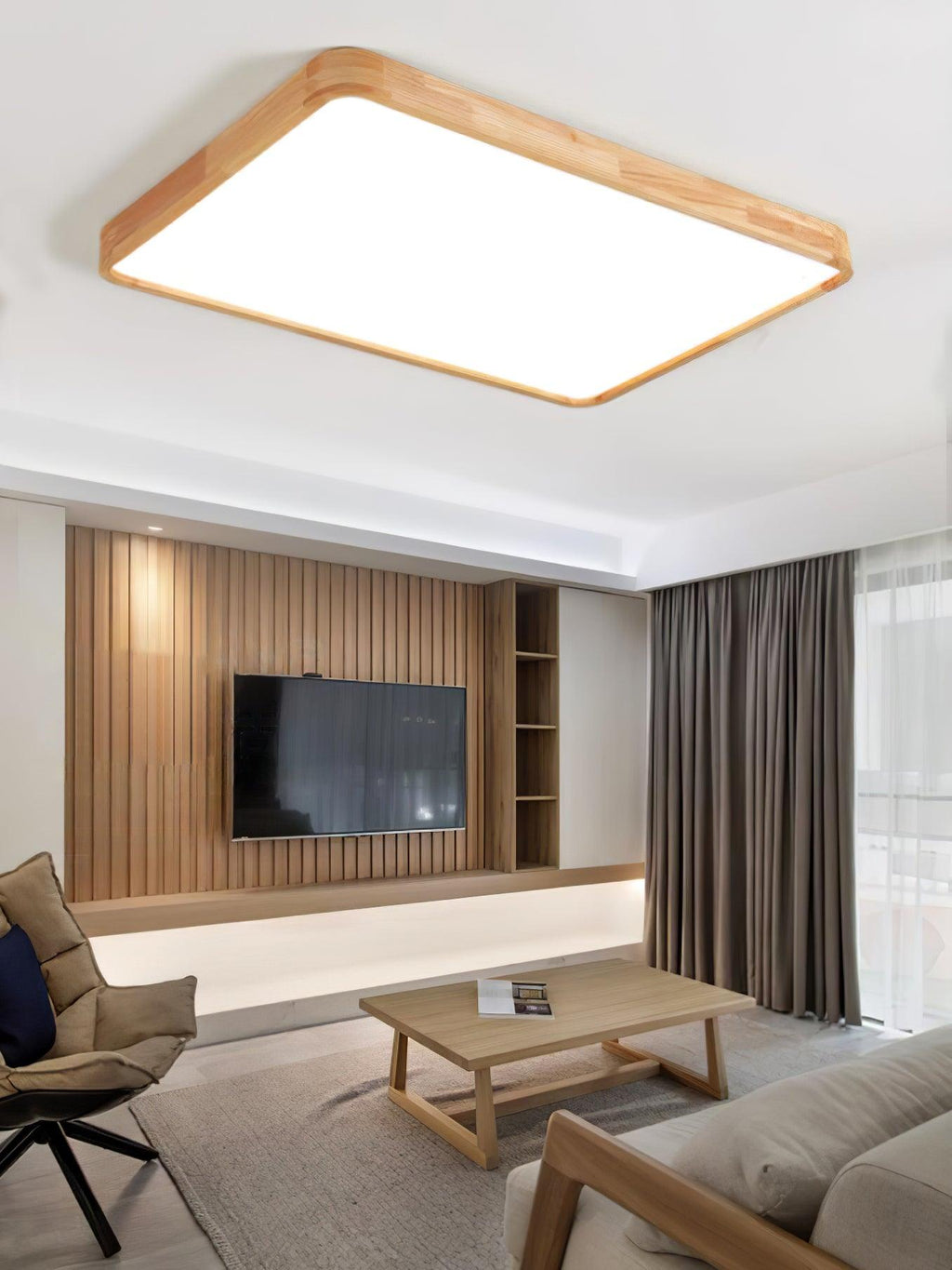Lustra Lumière Plafonnière Géométrique en Bois LED - Neutralighting