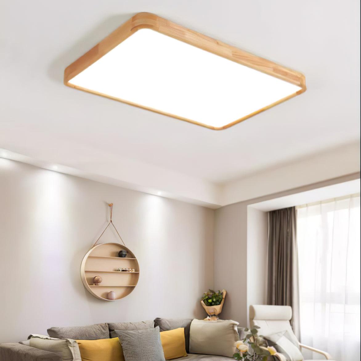 Lustra Lumière Plafonnière Géométrique en Bois LED - Neutralighting